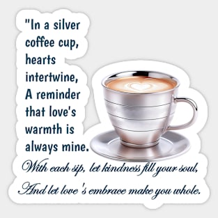 Silver Coffee Cup with Hearts: A Symbol of Love and Kindness Sticker